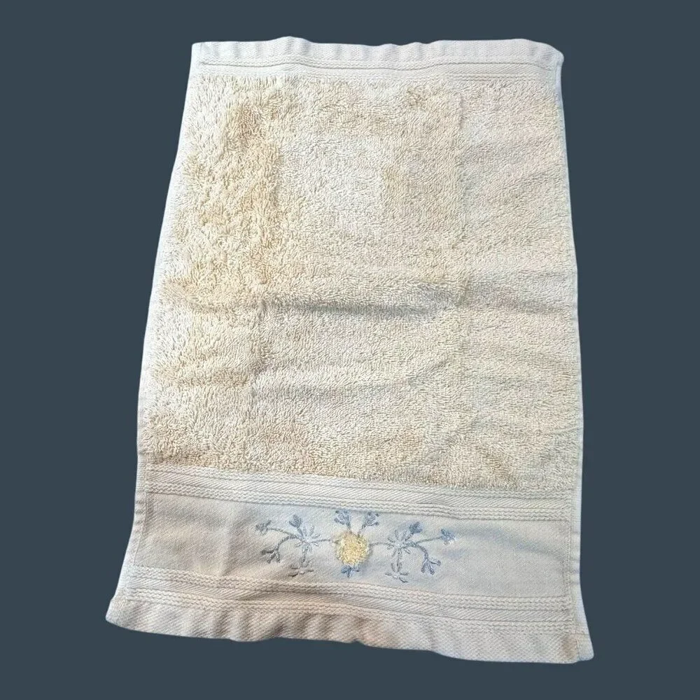 Home Spa Embroidered Floral Bath Towel Portugal Set Of 7 Cotton Beige READ